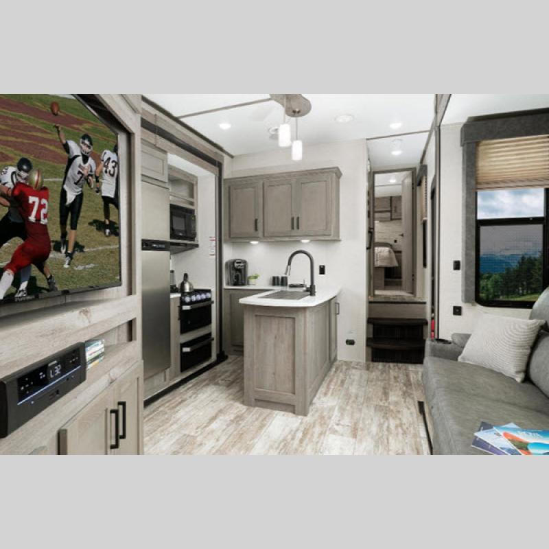 Keystone RV Carbon Fifth Wheel Toy Hauler Interior